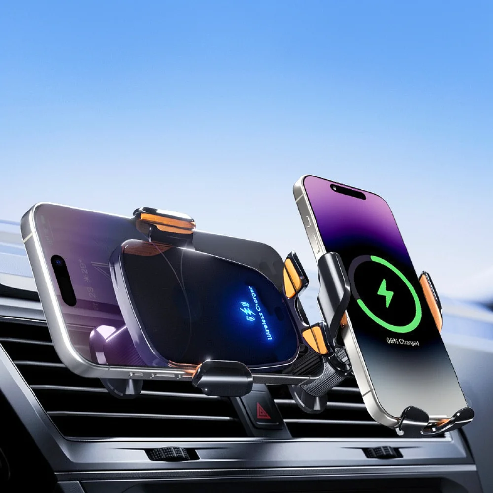 Smartphone Car Mount Wireless Charger Air Vent Clip Holder Fast Charging Stand Anti Shake Navigation Cradle For Vehicles