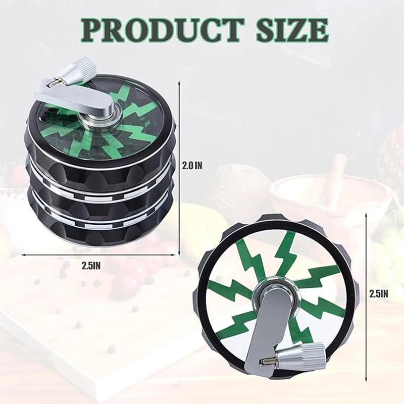 63mm Hand Crank 4 Layers Premium Zinc Alloy Herb Grinders,Grass Grinders,Tobacco Smoking Gadgets,  Multifunctional Crusher