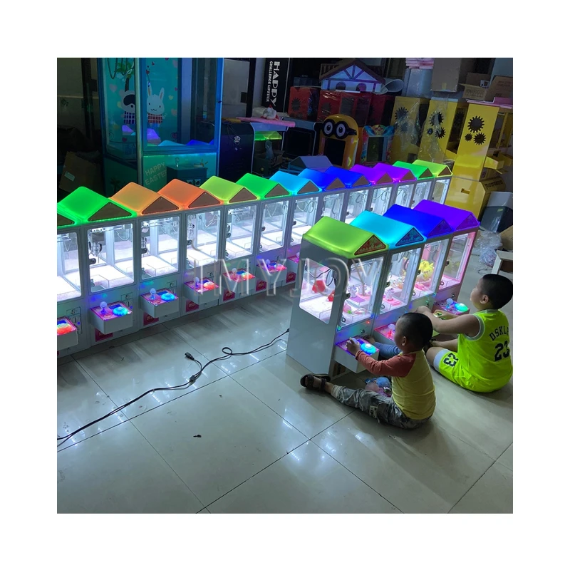 Wholesale coin operated mini luxury golden house arcade crane game grabber plush crazy toys 2 claw machine with cash acceptor