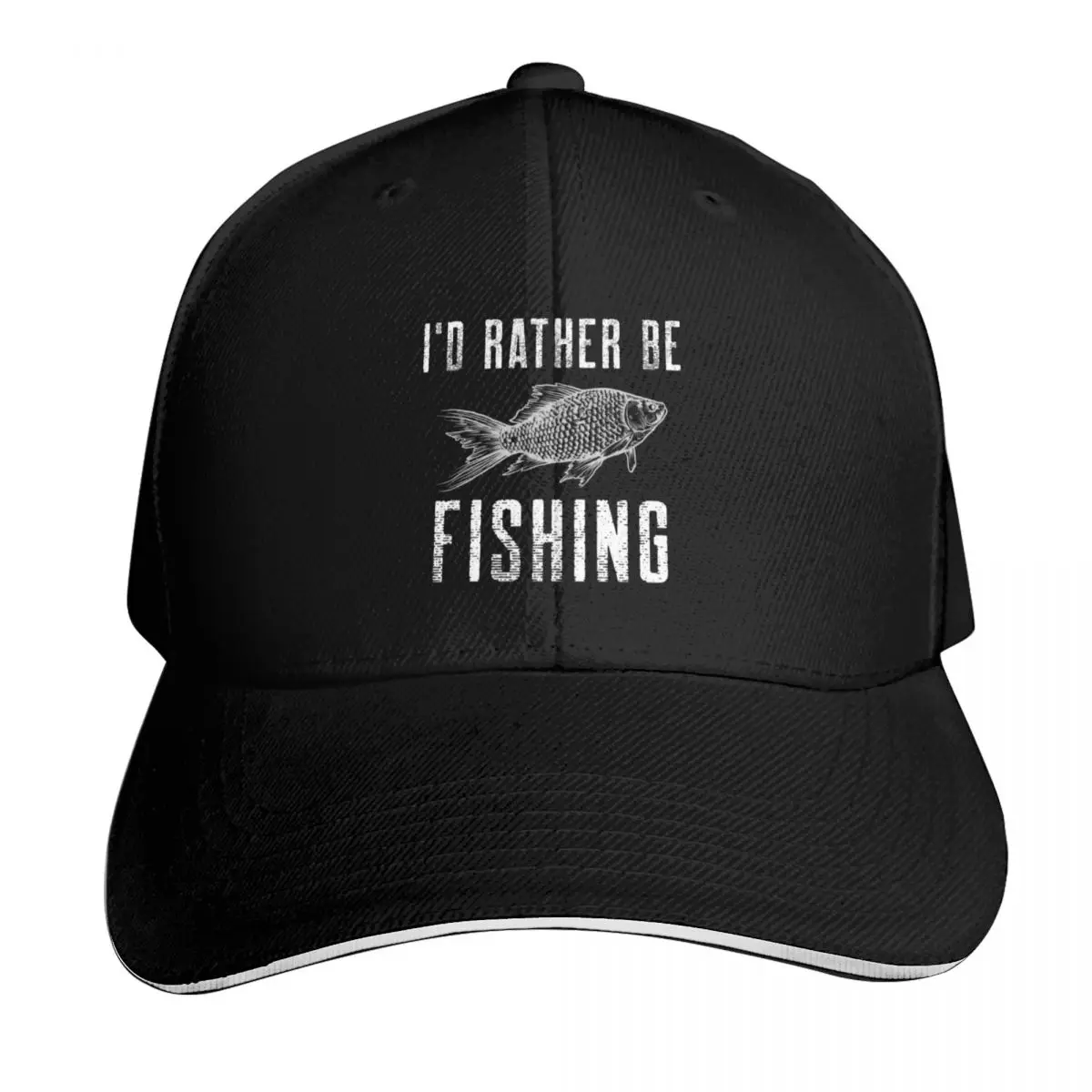 I would rather be fishing Baseball Cap Moisture Wicking Quick Dry Curved Brim Classic Fit Low Profile Unstructured