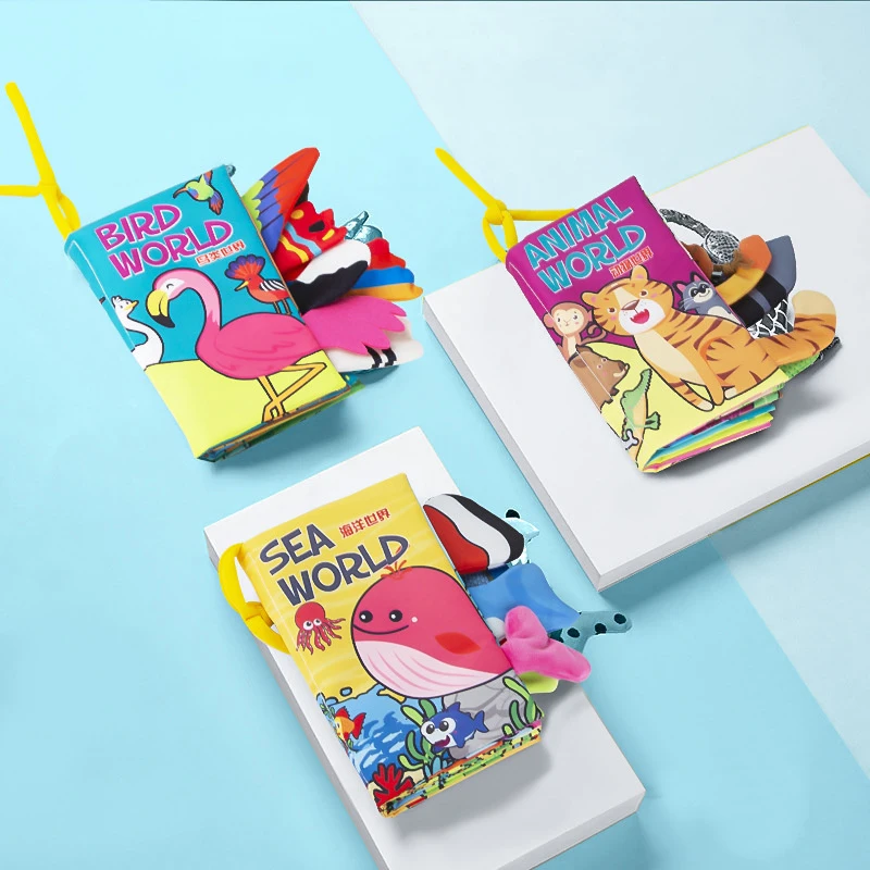 Juguete de Aprendizaje Temprano para bebé de 0 a 36M, libro de tela con cola, tacto 3D suave, juguetes cognitivos sensoriales Montessori para educación temprana para niños pequeños