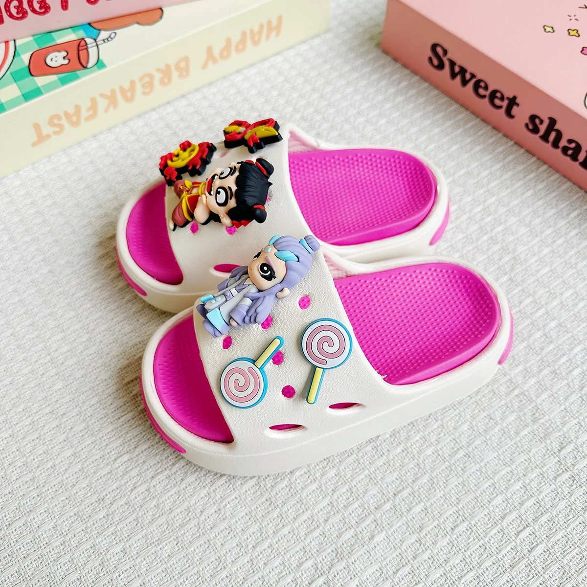 

New Popular Cartoon Nezha Bing Versatile Girls Eva Slippers Fashionable Double Soft-Soled Non-Slip Sandals 831