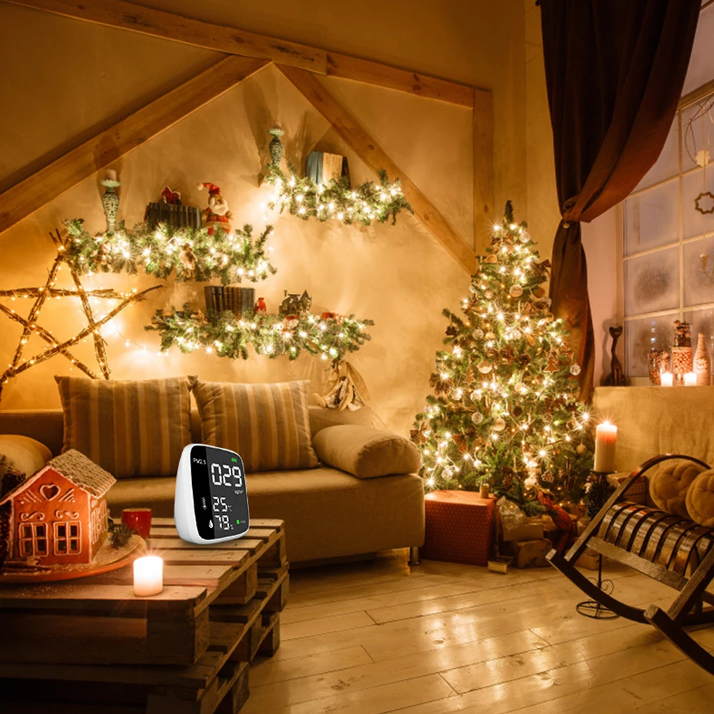 Rilevatore PM2.5 portatile ricaricabile USB Termoigrometro multifunzionale Rilevatore d'aria domestica Analizzatore di qualità dell'aria interna Househol