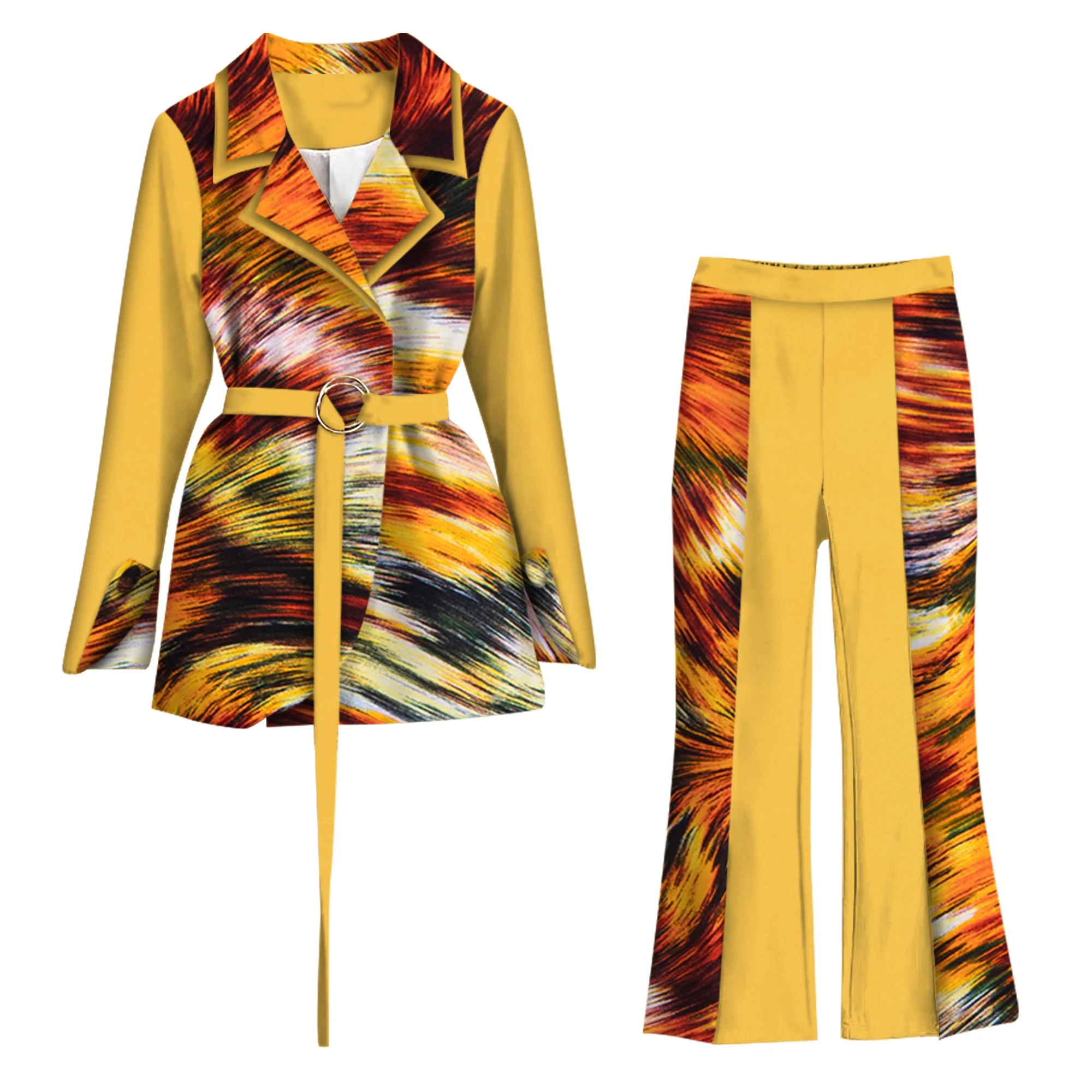 

Весенний африканский костюм для женщин с принтом, комплект из 2 предметов: топ и брюки, модная женская африканская одежда, плащ, брючный комплект WY5926