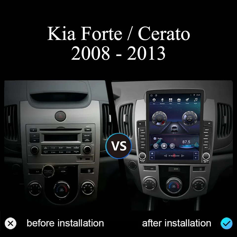 Android 14 8G+128G Car Radio Multimedia Video DVD Player Navigation GPS HU For Kia Forte Cerato 2008 - 2013 4G Lte Carplay Auto