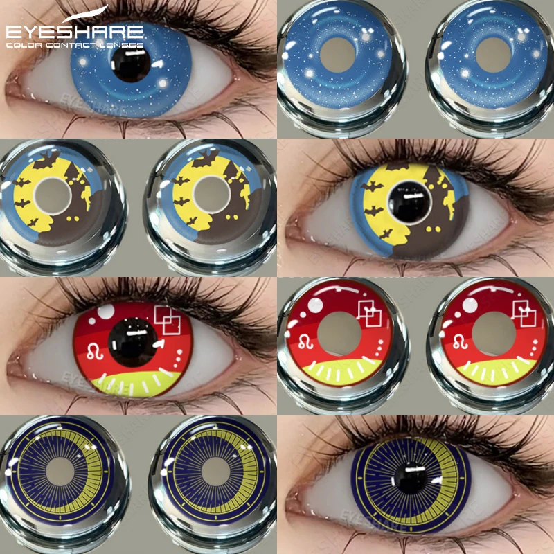 EYESHARE 1 Paar/2 Stück Halloween bunte Kontaktlinsen für Augen Anime Cosplay Augenlinsen bunte Linsen blaue Linsen jährlich