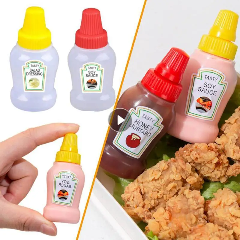 1-3pcs Mini Sauce Bottle Refillable Ketchup Honey Salad Containers Bottle Portable Sauce Jars Lunch Box Dressing Dispensers Box