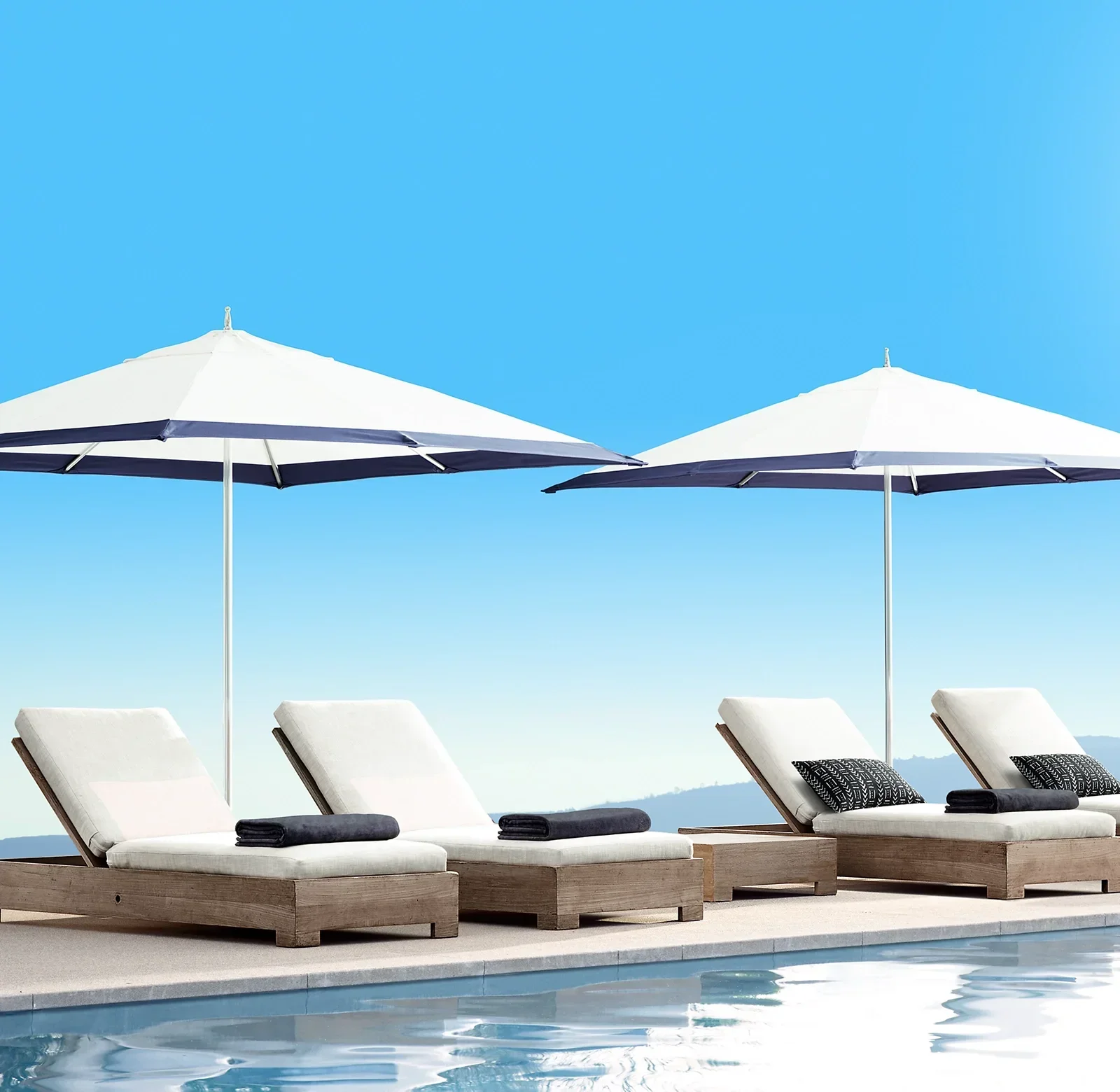 Deluxe garden outdoor furniture set, pool loungers teak loungers