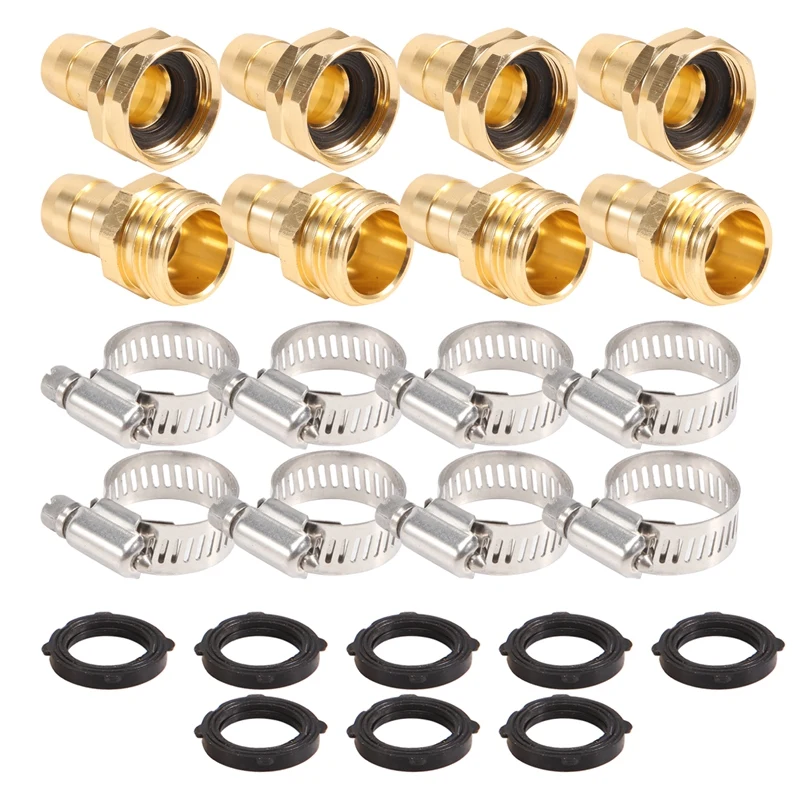 

AT14 Garden Hose Repair Kit,Aluminium Water Hose Repair Kit Hose Connectors With Clamps For 5/8 Inch Or 3/4 Inch Hose