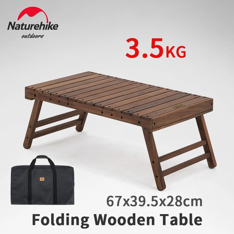 Naturehike Camping Folding Wooden Table Portable 3.4Kg Picnic Table 67x39.5x28cm Outdoor Barbecue Travel Home Tea Table Desk