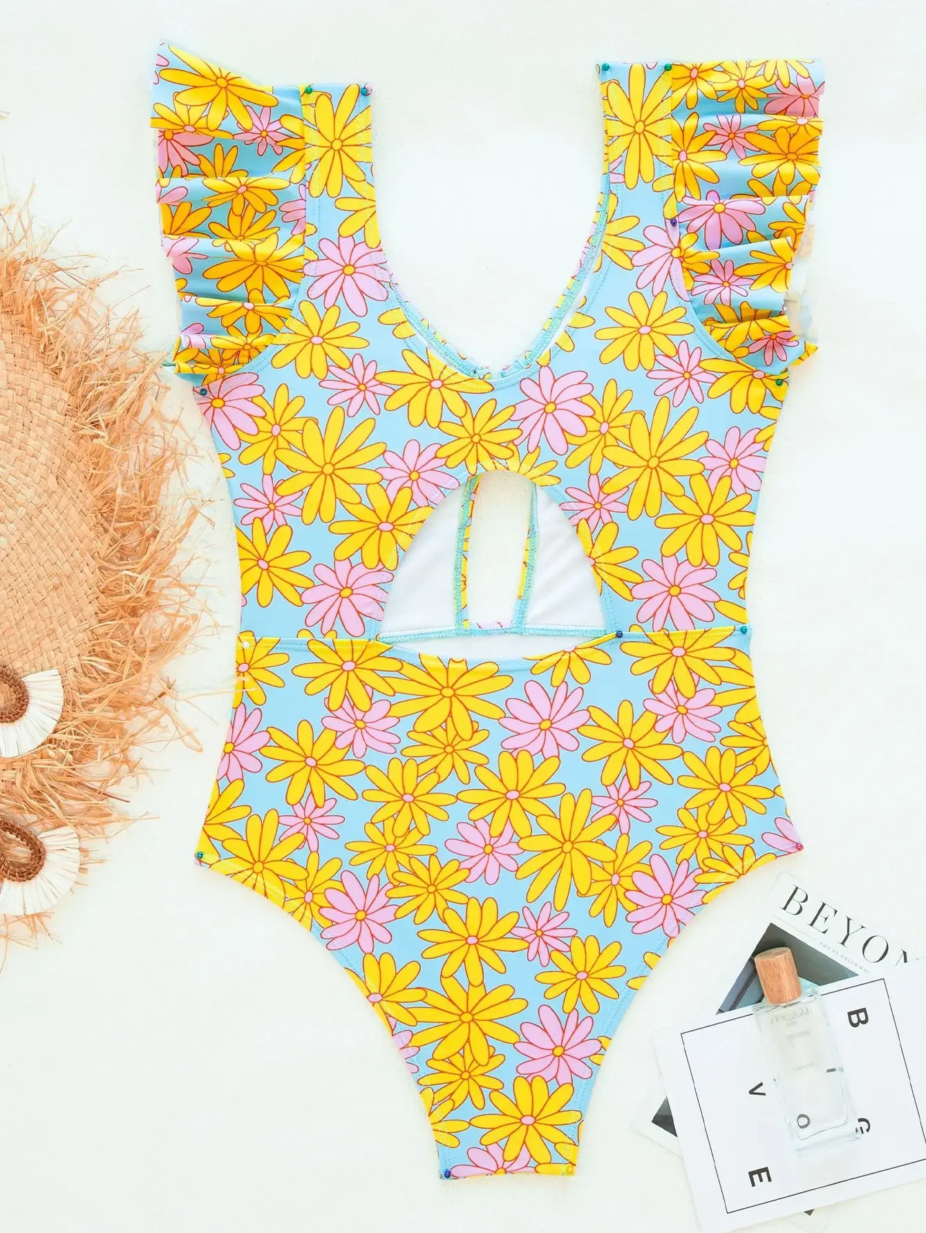 New Women's Sexy One-Piece Backless Swimsuit Deep V-Neck All Over Printed Swimwear Summer Holiday Sexy Corset Bathing Suit Woman