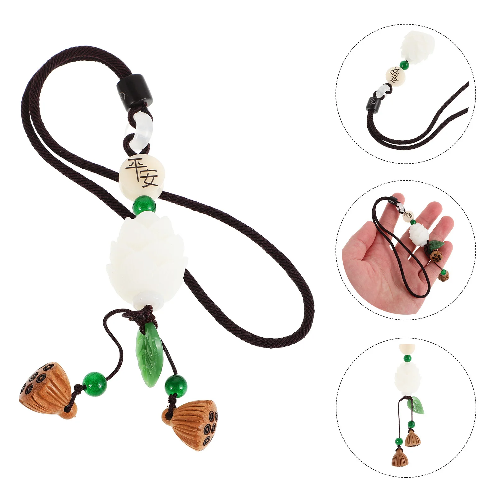 

Premium Resin Car Pendant Feng Shui Lotus Design Rearview Mirror Hanging Decor Interior Accessory for Women Enhancing Peace