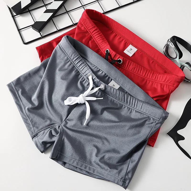 Boxer Swim Trunks for Men Anti-Embarrassment Quick-Dry Ice Silk Adult Swimming Shorts Comfortable Water-Resistant Bathing Suits