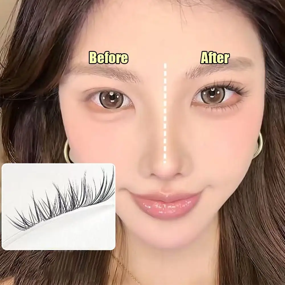 여우 스타일 인조 속눈썹 글루 프리 속눈썹 단일 클러스터 인조 속눈썹 풍성한 속눈썹 세그먼트 연장 눈 자연스러운 속눈썹 X8Q9