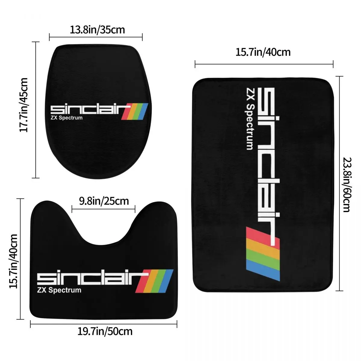 

ZX Spectrum 3-х шт. коврик для ванной комнаты, набор для ванной комнаты, крышка для унитаза, домашний декор, нескользящий ковер, напольный коврик