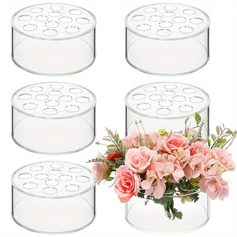 

1PC Transparent Hydroponic Flower Arranger Rectangular Round Acrylic Vase Floral Arrangement Wedding Home Decoration Vase