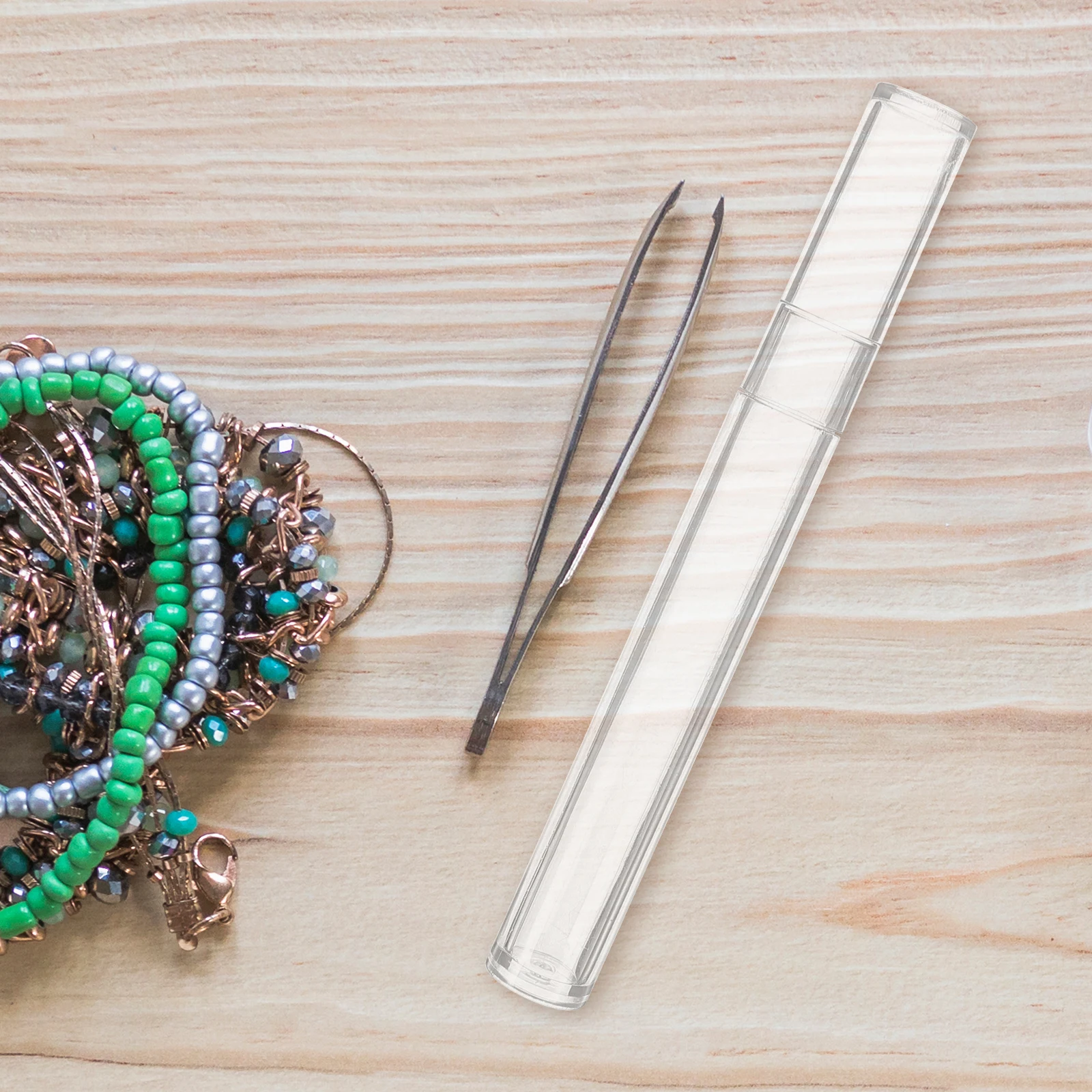 2 قطعة حاويات تخزين أنبوب بلاستيكي شفاف لملاقط الرموش حامل واحد محمول تصميم اسطوانة مستديرة