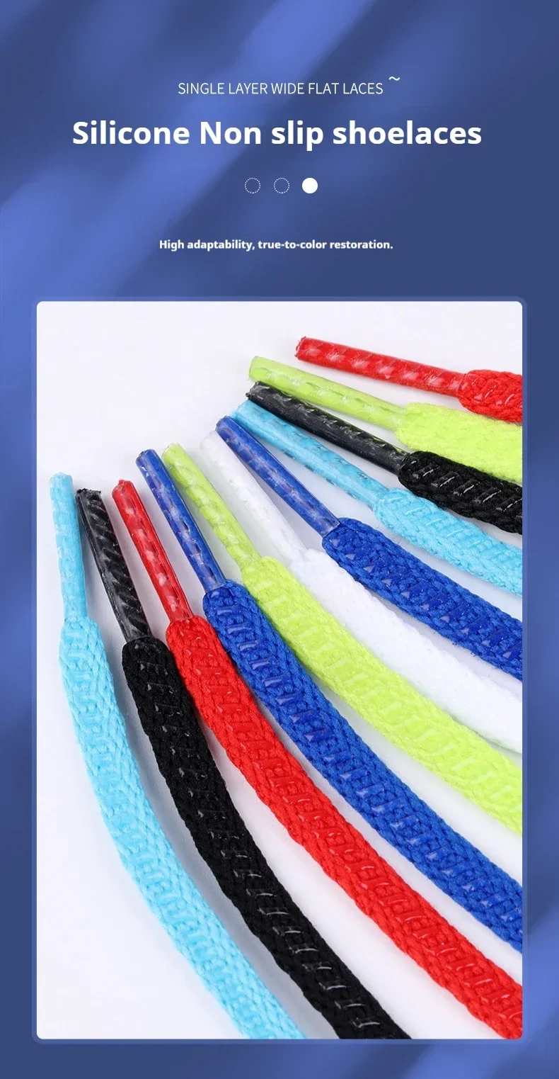 Rutschfeste, flache Schnürsenkel für Sneaker, Tennis- und Fußballschuhe, Silikon-Anti-Rutsch-Schnürsenkel, doppelseitig, für Schuhzubehör – Detail 1