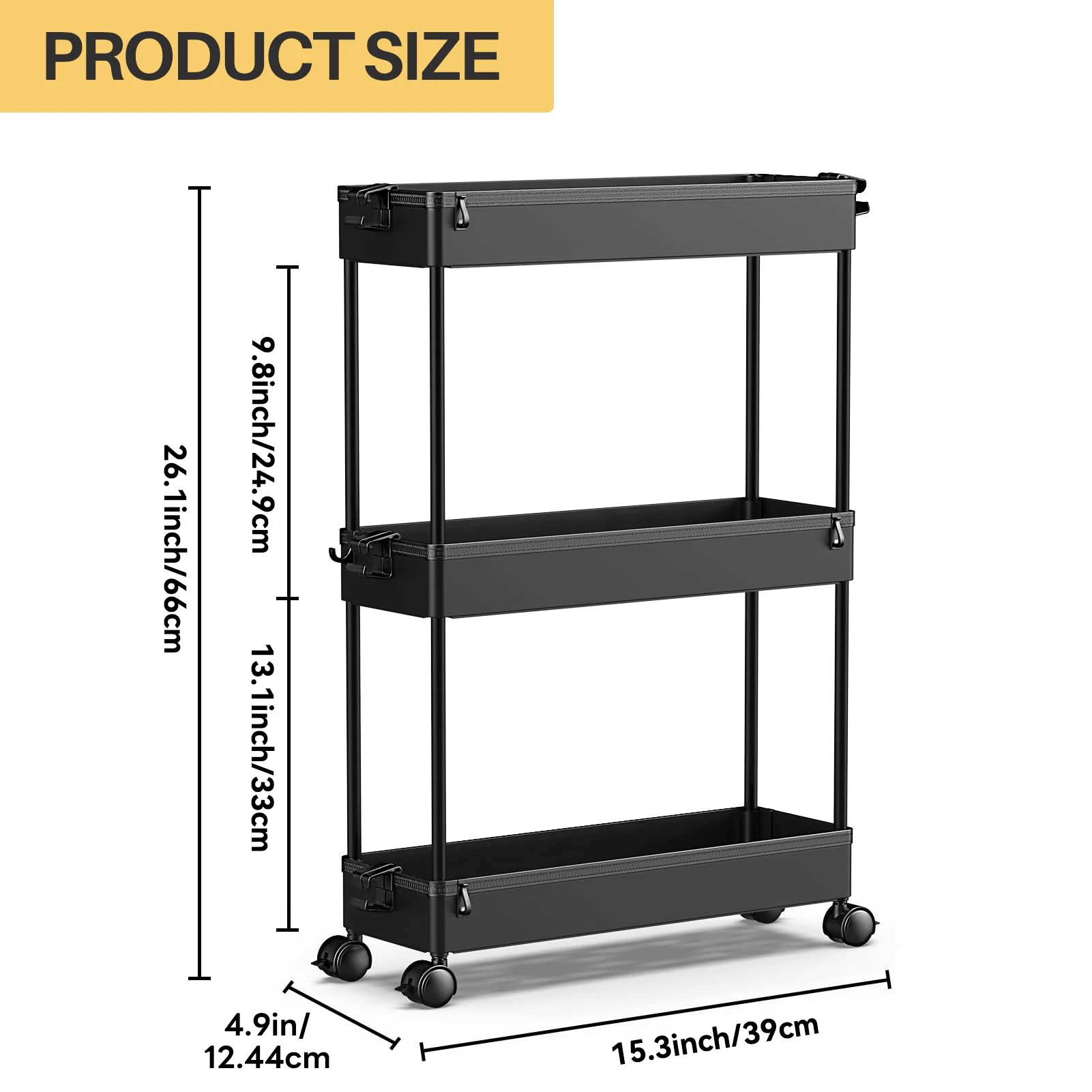 Ultra-thin Rolling Storage Car, Adjustable Three-layer Storage Car, Versatile And Easy to Install, Stable and Flexible