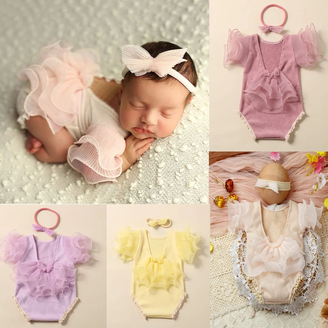 

Newborn Photography Props Clothes Baby Girls Lace Romper+Headband Outfit Baby Boys Career Cosplay Costume Baby Photo Shooting