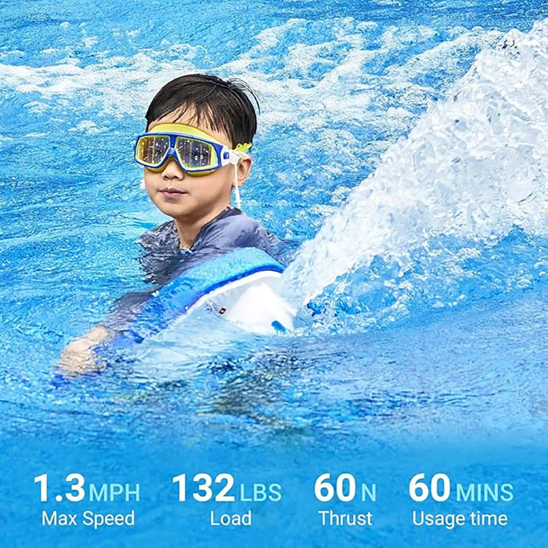 Aupool Kickboard de natação elétrico com blaster de água, capacidade de 264 libras, velocidade de 4,92 pés/s, tempo de execução de 60 minutos, treinamento de natação