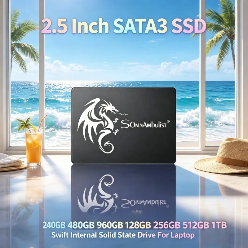

SomnAmbulist 2.5 Inch SATA3 SSD High Speed Solid State Drive Durable Slim Design for Laptop Desktop PC Storage Upgrade