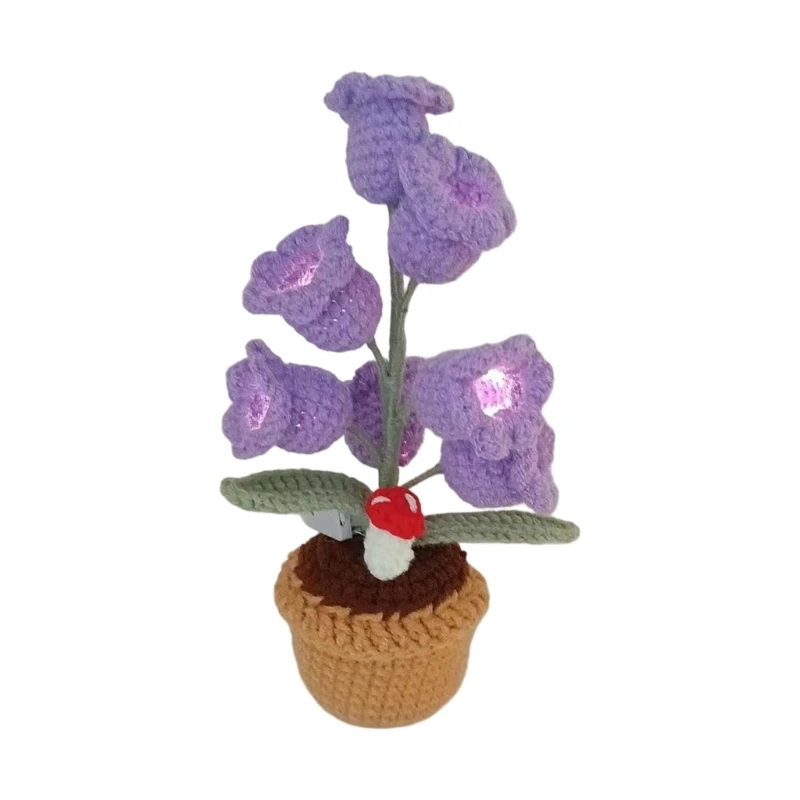 Unique Handcrafted Ornaments Crochet Valley Potted Plant LED Night Lights J0MC