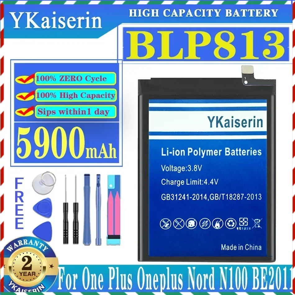 YKaiserin BLP813 5900mAh High Quality Batteria for One Plus Oneplus Oneplus 1 + Nord N100 BE2011, BE2012, BE2015 Battery