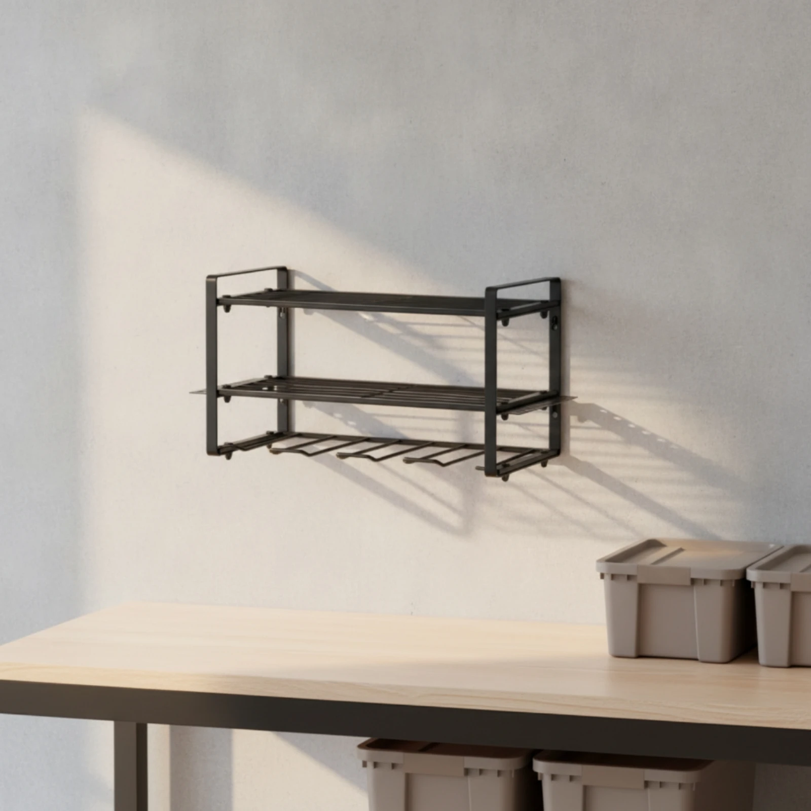 Power Tools Rack - 壁掛け式電動工具オーガナイザー 3段式電動工具オーガナイザー 壁掛けユーティリティラック 棚付き 3層式省スペース