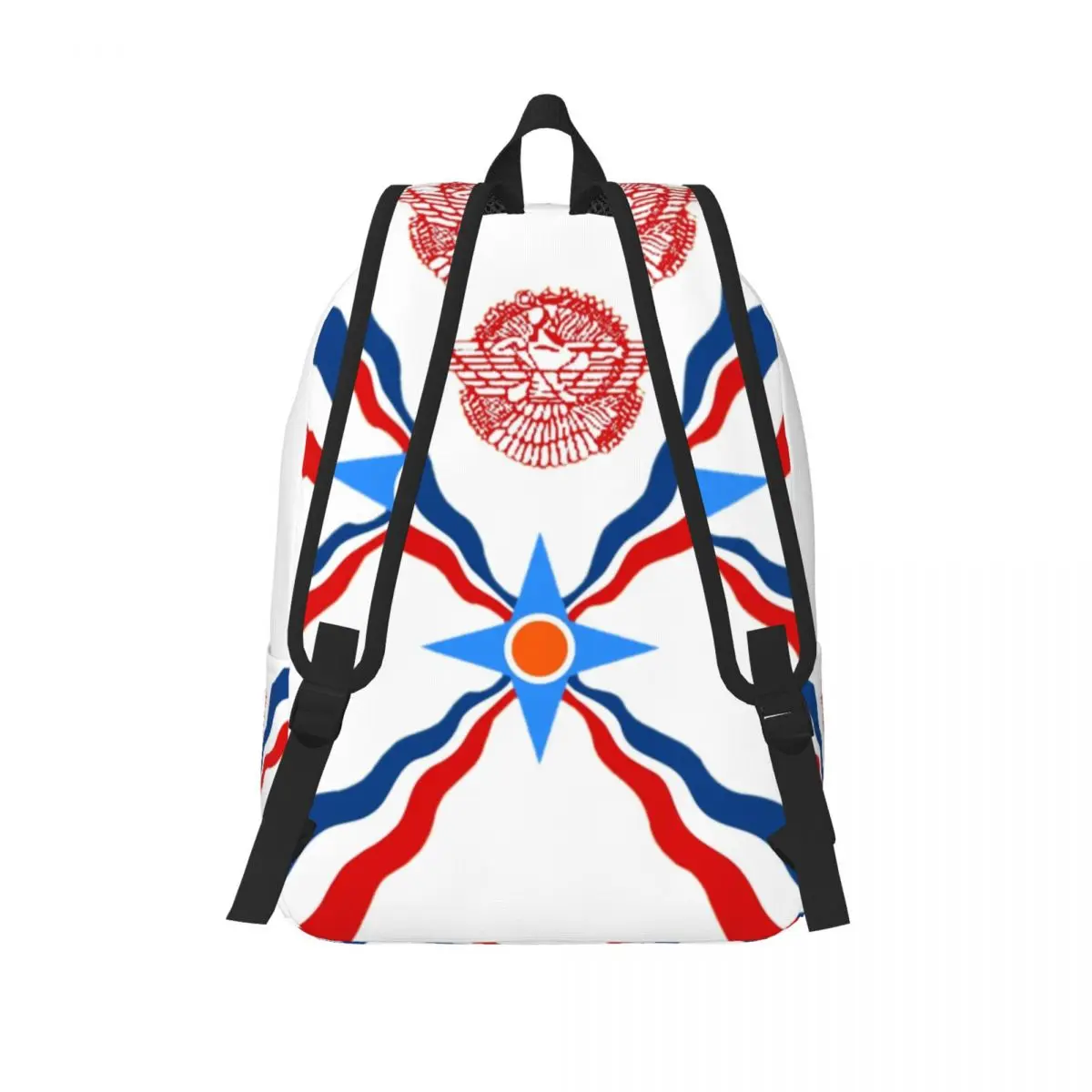 Customized Assyrian Suryoyo Flag Canvas Backpacks Women Men Basic Bookbag for School College Syriac Aram Bags