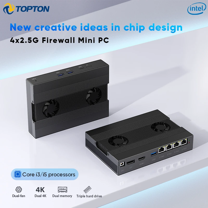 2025 Intel i5-8250U i3-8130U Mini PC Micro Firewall Apparecchio 4 * i226 Porte LAN Alimentazione su Ethernet Mini Computer Server domestico