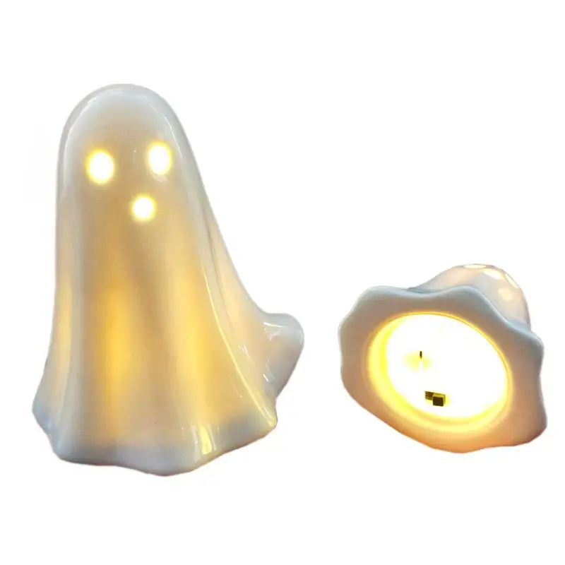 

Halloween Ghost Lights Ceramic Ghost Halloween Lights Ghost Shape Night Lights Battery Operated Lamp For Halloween Parties And