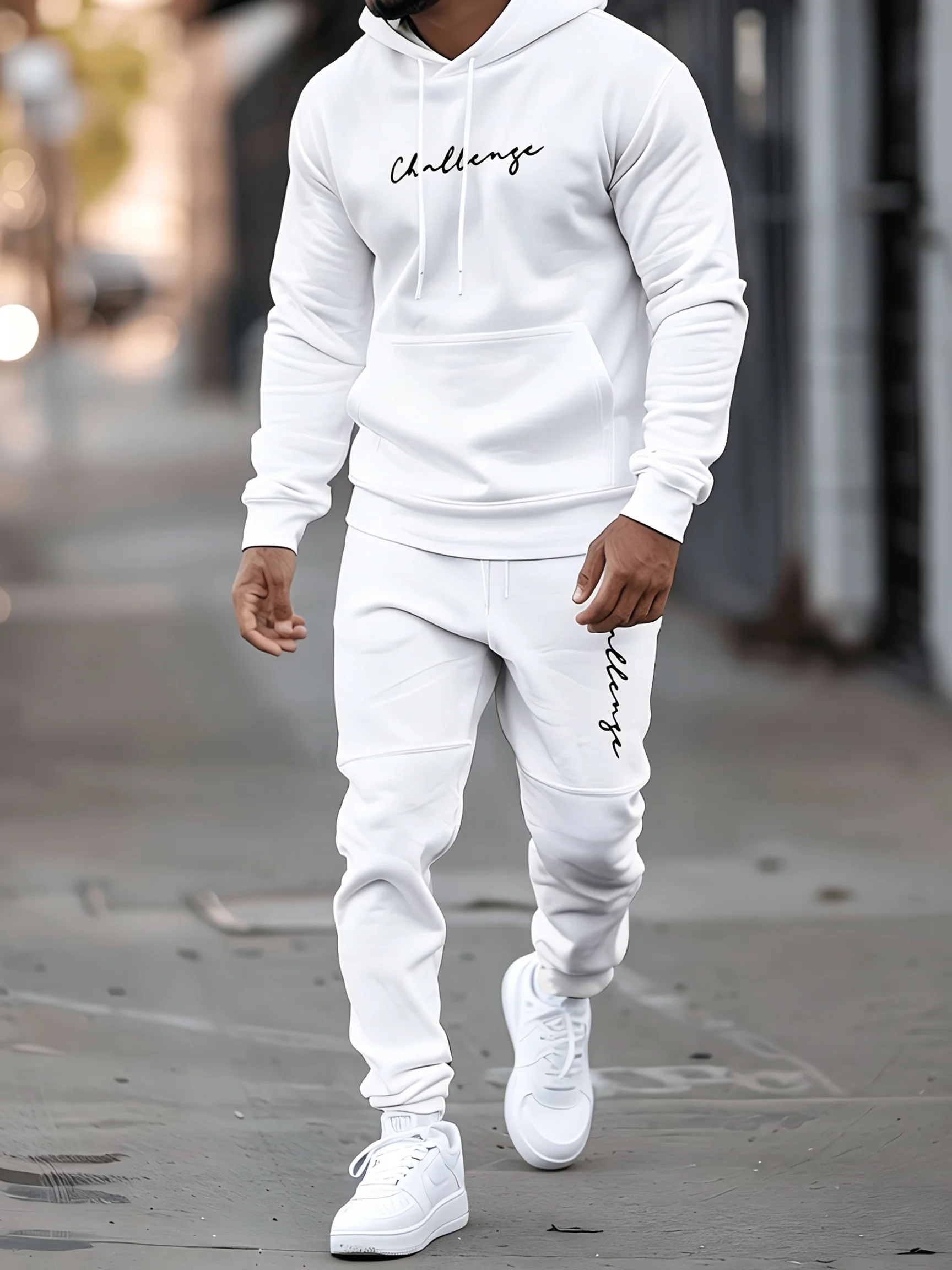 Mens Fashion Streetwear - طقم سويت شيرت رجالي أنيق بغطاء