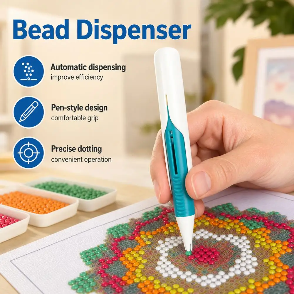 Automatic Bead Dispenser Diamond Painting Pen 2.8mm Round Drills Fast Dotting Tool Rhinestone Applicator DIY Craft Accessories