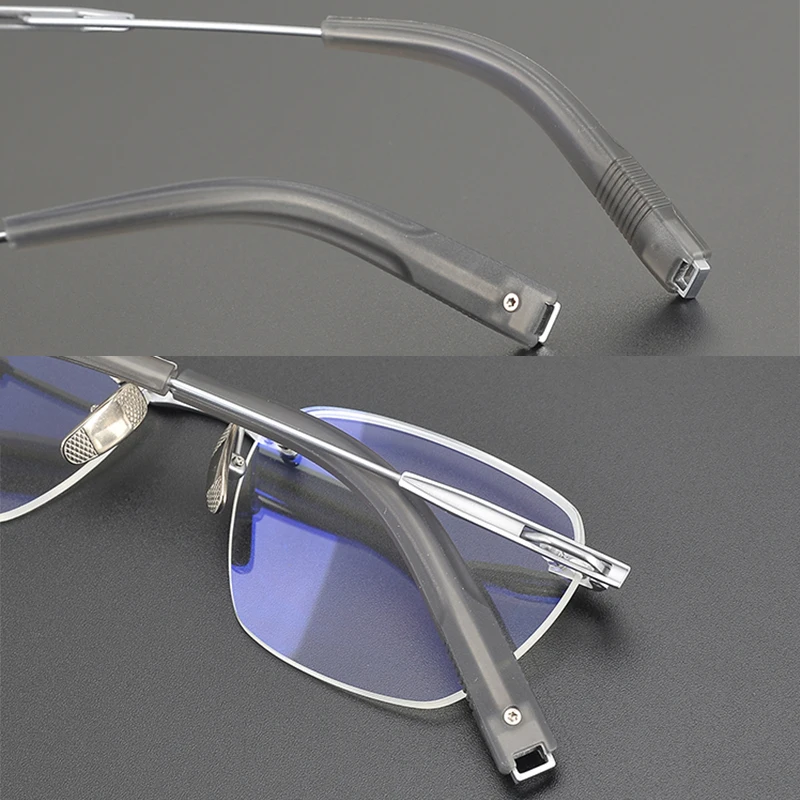 Quality Acetate Titanium Square glasses frame DTX-423 Business elite men's frameless glasses can be customized Lens