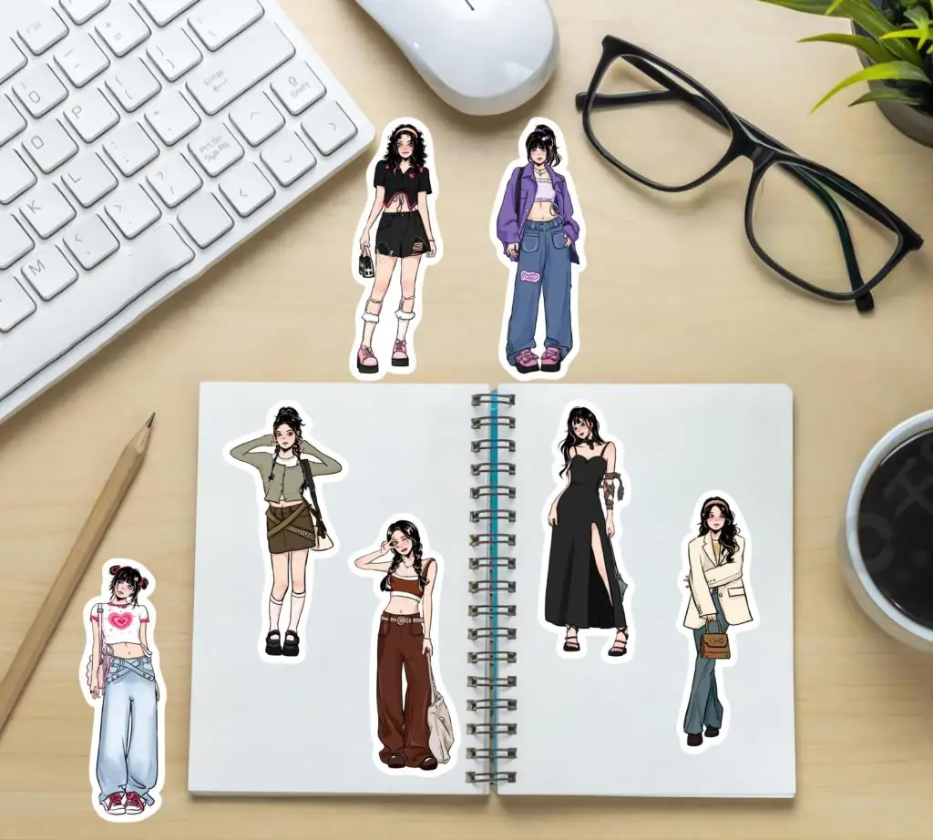 10/65PCS Fashion Girls Stickers Vintage Lady For DIY Notebook Luggage Motorcycle Laptop Refrigerator Decals Graffiti Decor