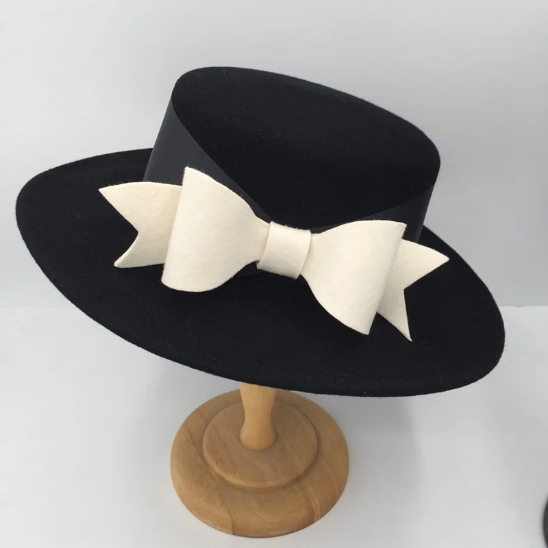 Winter Luxury Black White Wool Fedora Hats For Women Fashion Formal Wedding Decorate Men Church Cap Panama Felt Jazz Hats