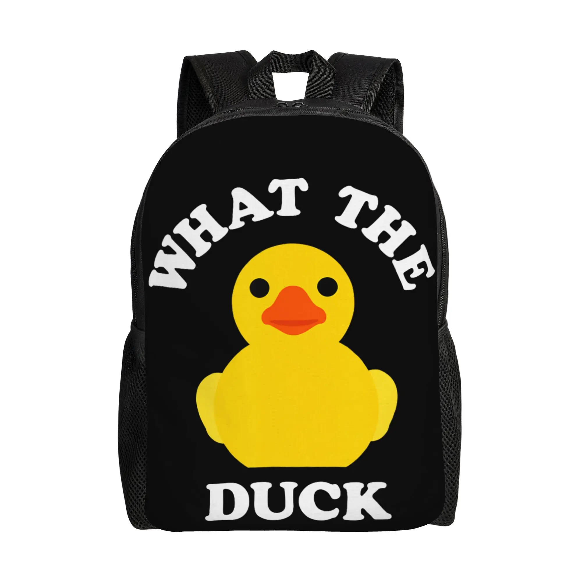 Cute Yellow Rubber Ducky Lover What The Duck Funny Quack Backpack  Travel Backpacks Teen Fun High School Bags Big Rucksack