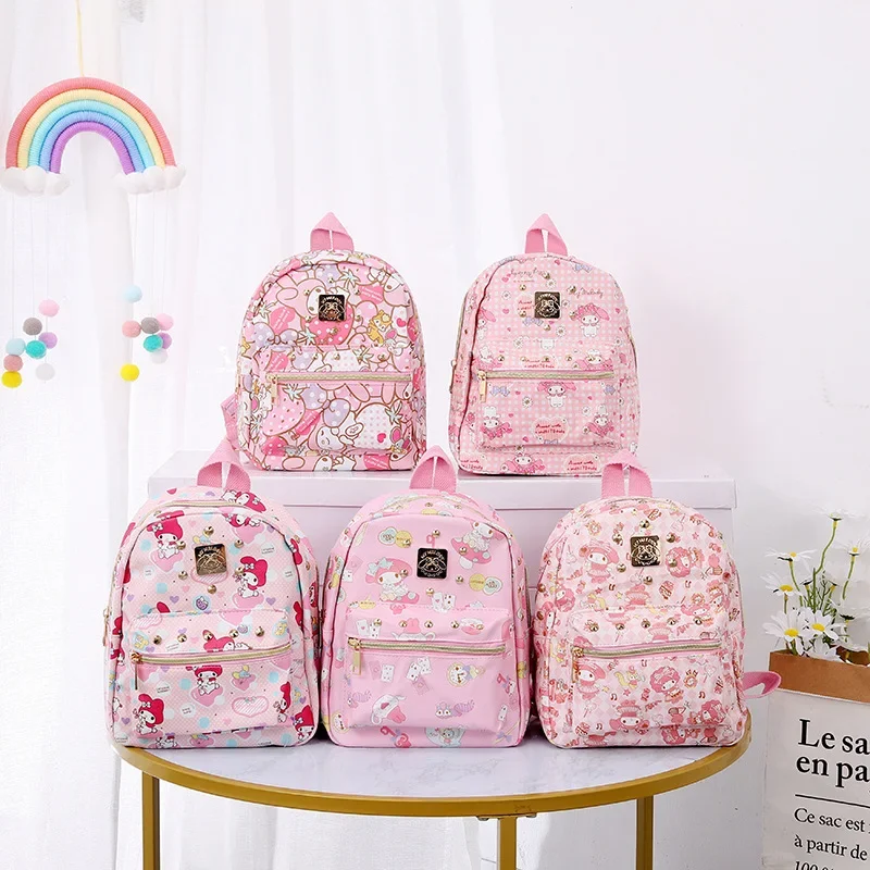 Kawaii Hello Kitty Backpacks Kawaii Melody Little Twin Star School Bag PU Fashion Backpack Travel Student Handbag Storage Bags