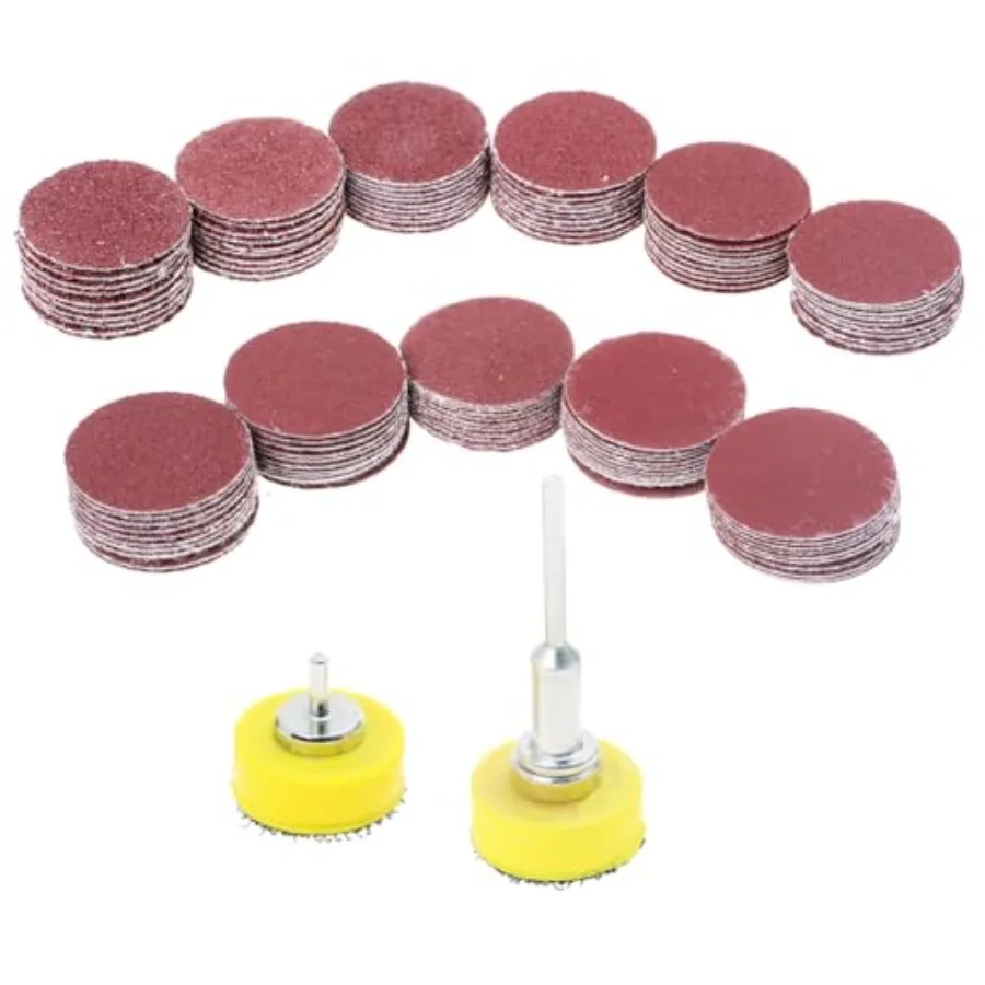 110PCS 1 Inch Sanding Discs Set with 2 Mandrels Hook and Loop Shank Sanding Pads, 40-600 Grit Sandpaper Polishing Kit for Rotar