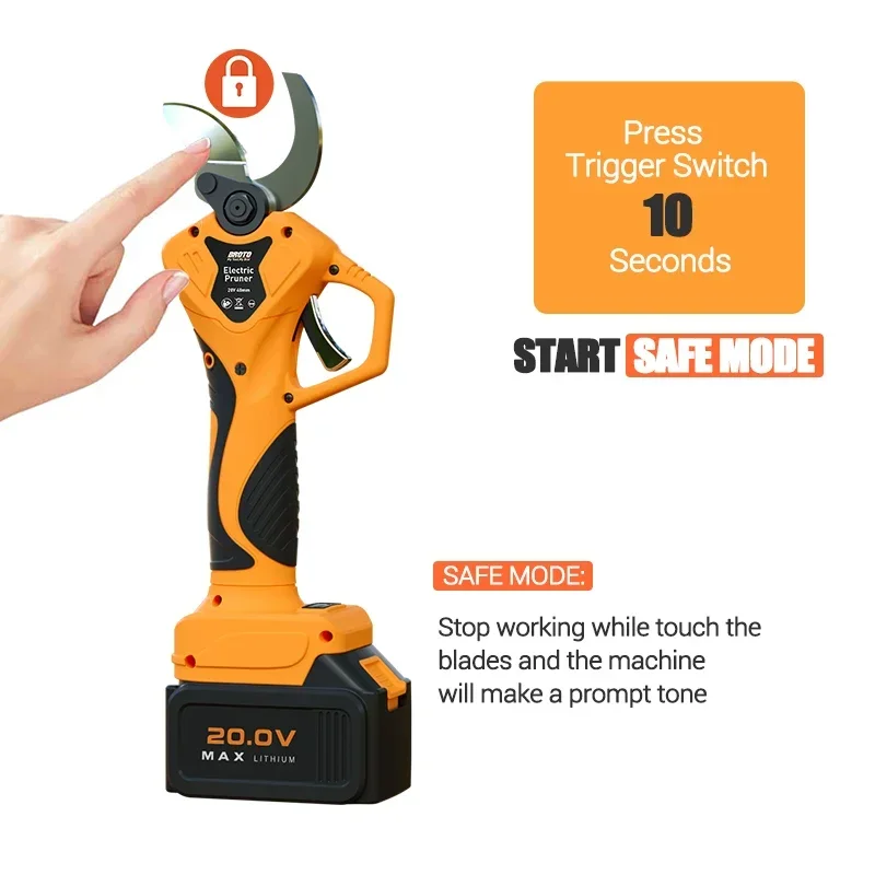 40mm Brushless Cordless 20V Power Branch Profesional Pruner Shear Electric Pruning Shear Battery Lithium