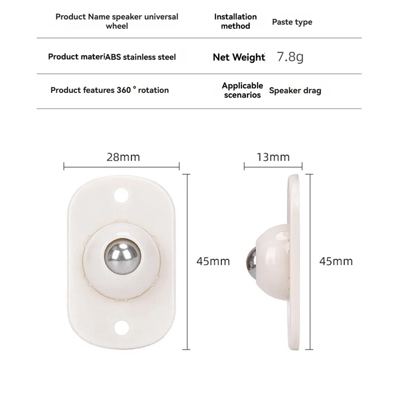 12 Pcs Self Adhesive Mini Caster Wheels 360° Smooth Rotation Universal Roller For Small Appliances Speaker-Y41A