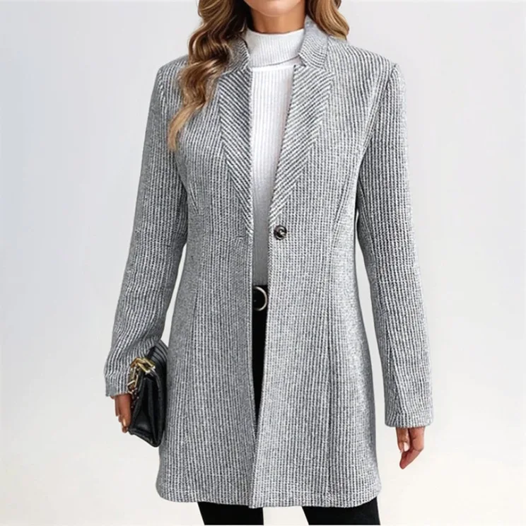 

Wool Women Blends Coats Mid Length Coat Stand Collar Full Sleeve Y2k Streetwear Elegant Jackets Work Open Stith Autumn Winter