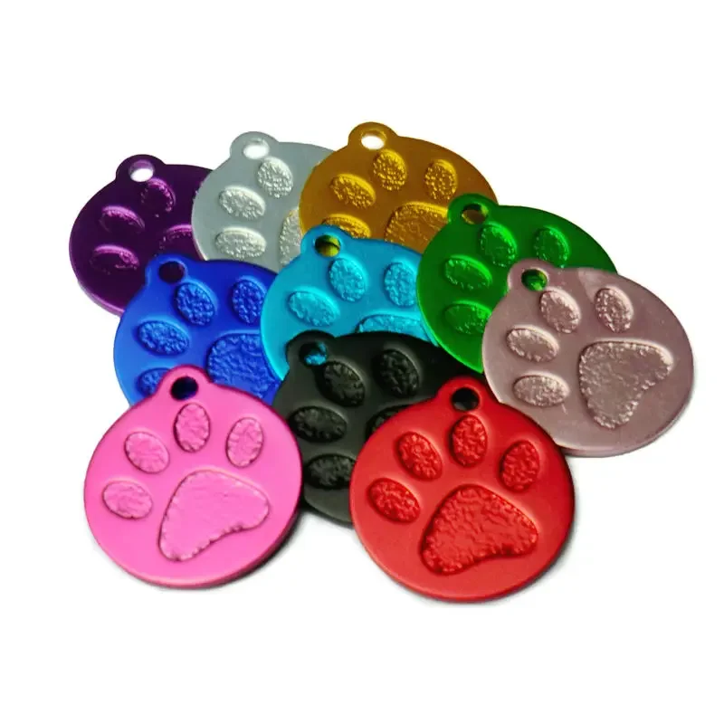 

Random Mix 100pcs Aluminum Blank ID Tag Personalized Pet Dog Cat Name Plates Custom Pendant Engravable Ornament Accessories