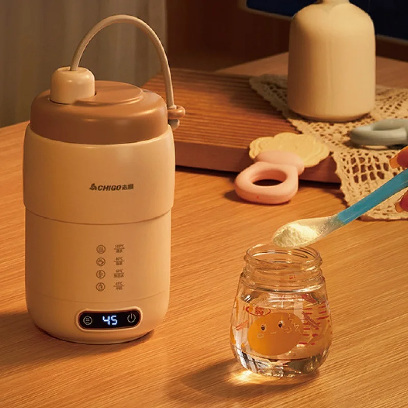 Hervidor de agua eléctrico portátil para viaje, termo automático de 220 ml con control de temperatura, taza de estofado para la salud de la Oficina y el hogar, 500 V