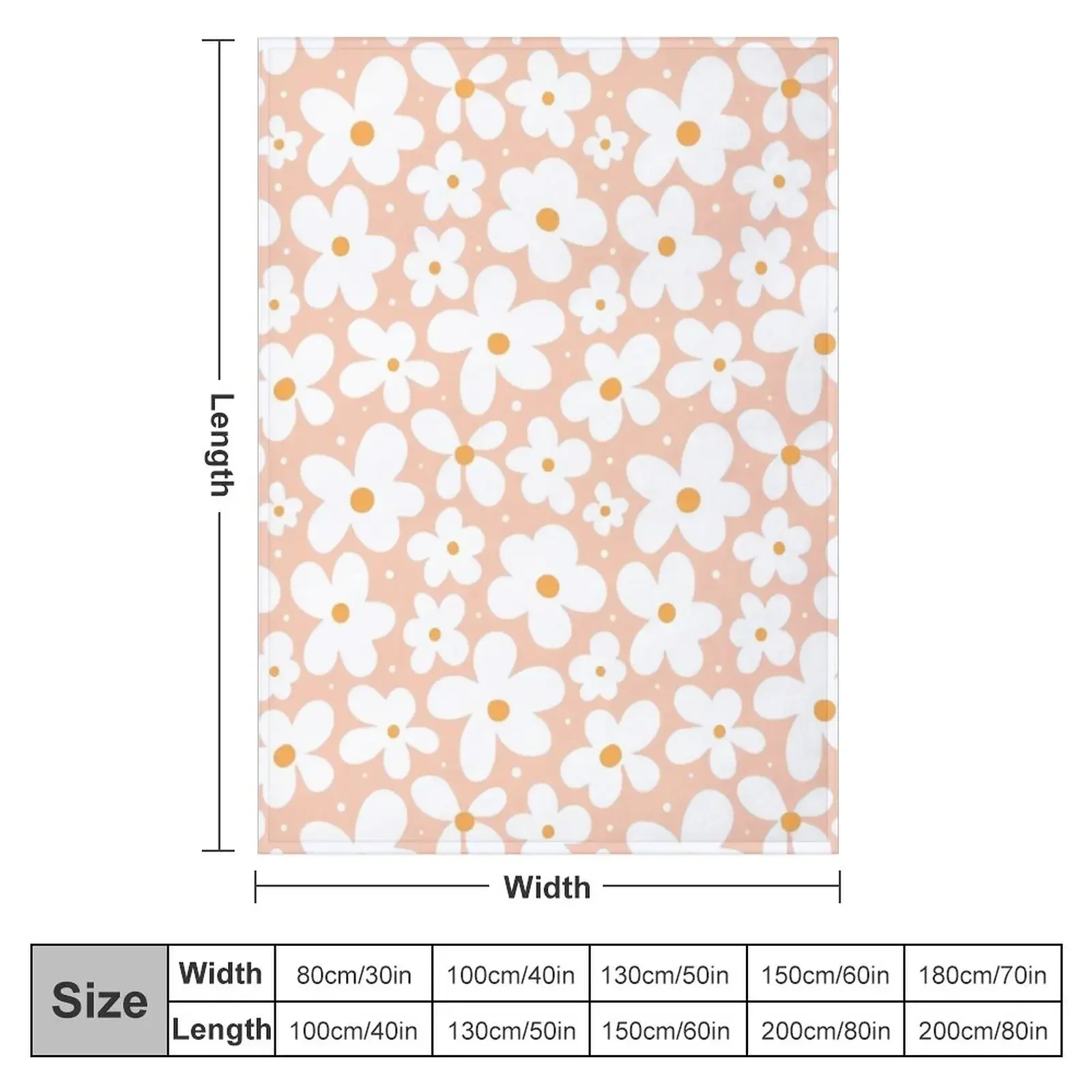 Groovy Daisies Floral Retro Daisy Pattern Blush Pink Throw Blanket Cute Decoratives Summer Beddings Blankets