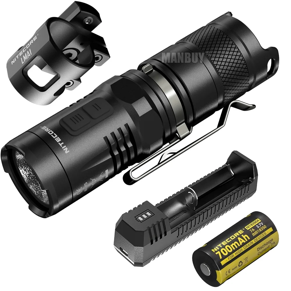 SALE nitecore MT10C+LMA1 Helmet Mount+Charger+Rechargeable Battery 920LM CREE LED Portable Tactical Flashlight Outdoor EDC Torch