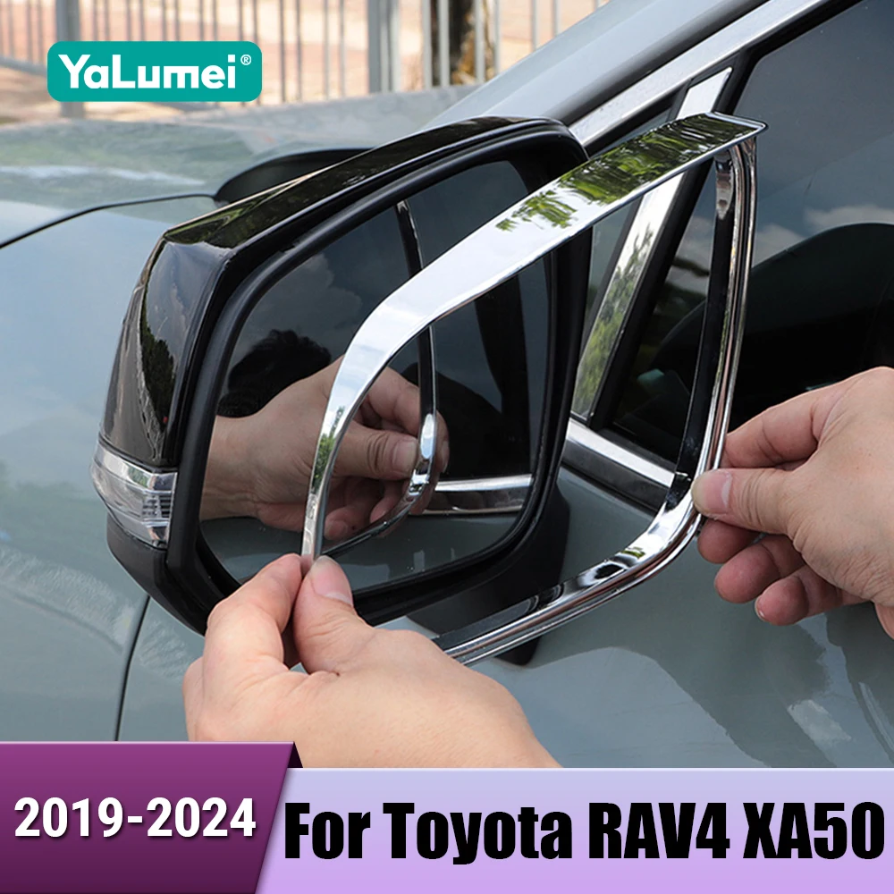 

Car Rearview Mirror Covers Rain Eyebrow Cover Trim Frame For Toyota RAV4 XA50 2019 2020 2021 2022 2023 2024 Hybrid Accessories