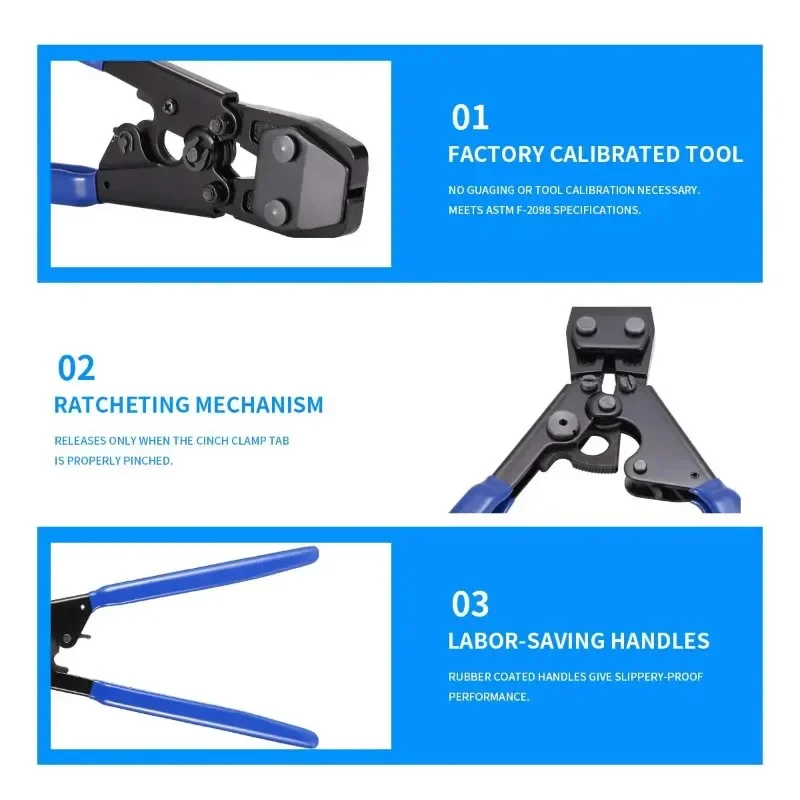 Vepart Pliers PEX Cinch Crimp Crimper Crimping TOOL for Hose Clamps Sizes From pucellas