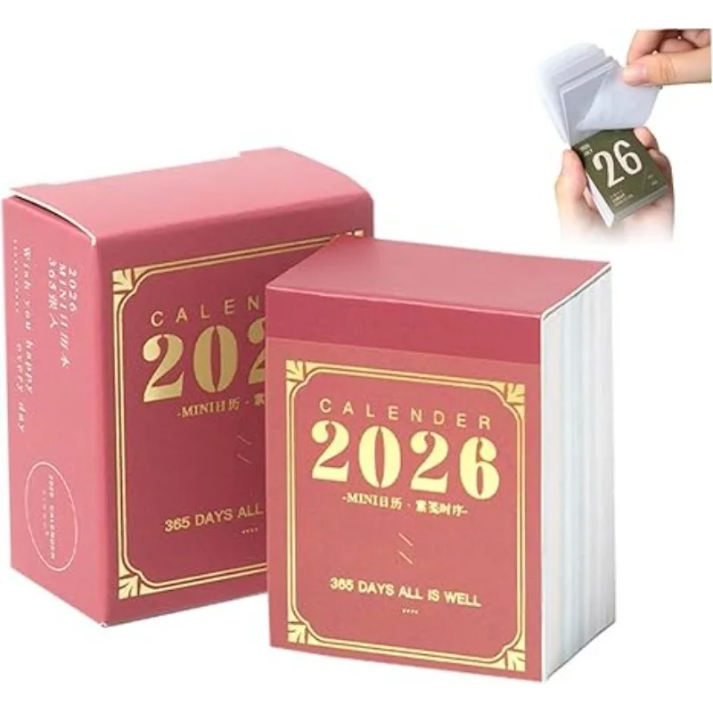 2026 Mini Desk Calendar Small Tear-Off Calendar Office Student Planner for Efficient Daily Schedule Goal Tracking Home Decor